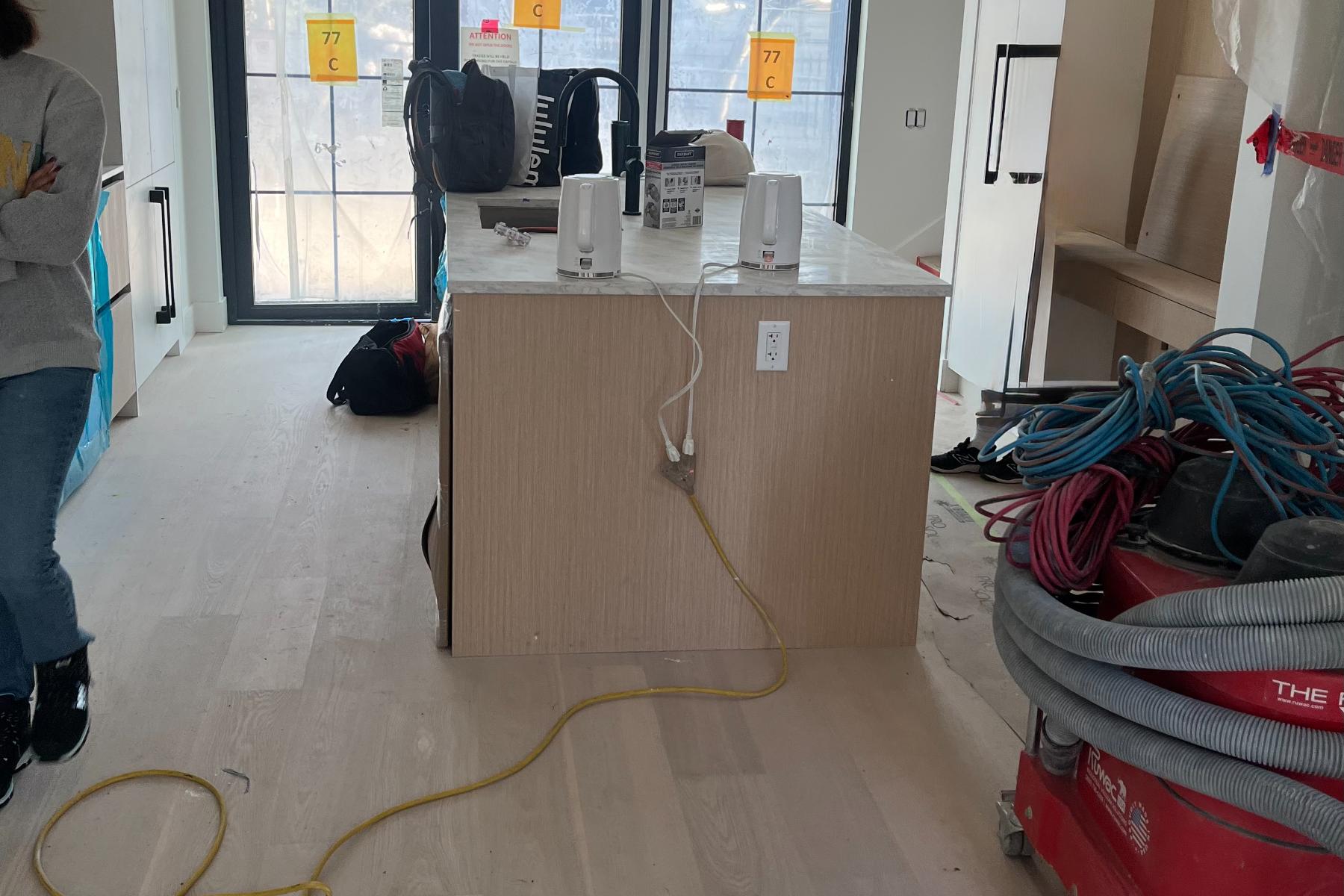 protecting countertop and hardwood floor