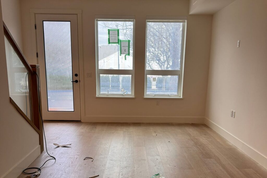 strata post reno living room being cleaned in Vancouver Westside